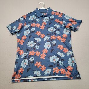 Bonobos Golf Mens Slim Fit Floral Polo Shirt Blue Orange Medium GKT10929S